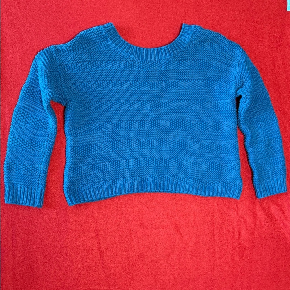 Ann Taylor LOFT 100% Cotton Stitch Stripe Sweater Womens Sz M